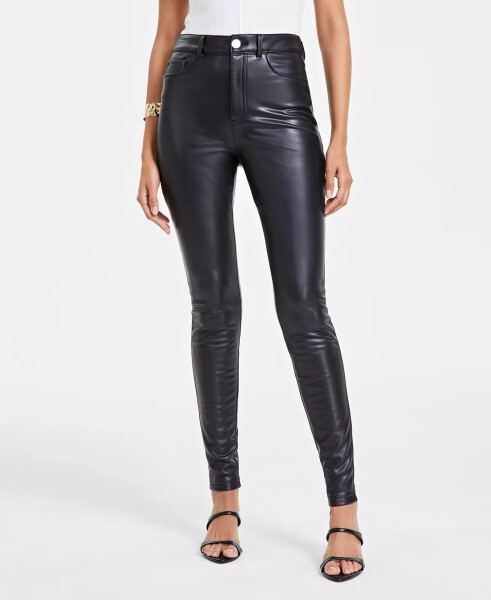 Women's Faux-Leather Skinny Pants, Created for Modazone Deep Black - 6