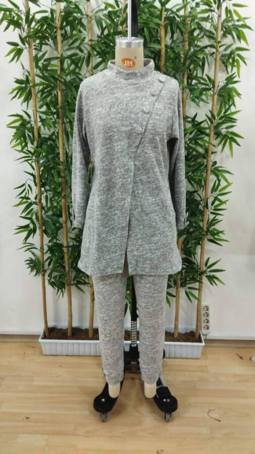 Women's Fisherman Neck, Front Button Blouse and Pants Suit. - 4