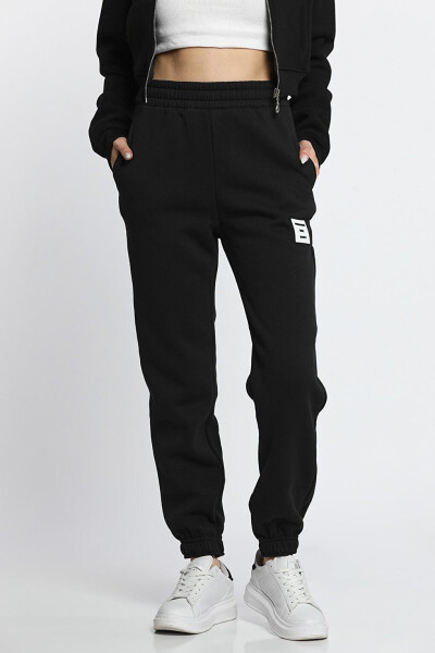 Women's Fleece 3-Thread Pocket With Arm Detail Elastic Leg Jogger Sweatpants - 1