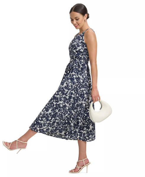 Women's Floral-Print Halter-Neck Midi Dress Ivory/Navy - 3