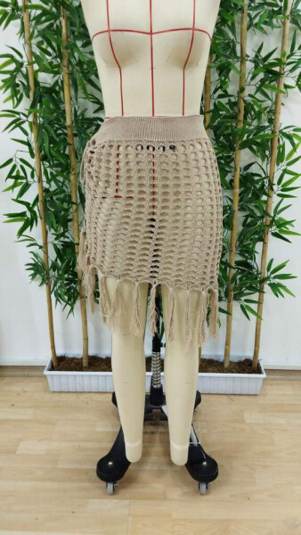 Women's Fringe Knit Pareo Skirt - 4