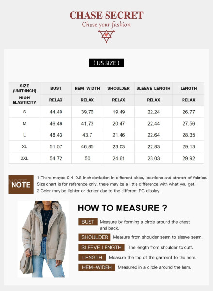 Women's full zipper hooded puffer jacket, short coat with pockets. - 12