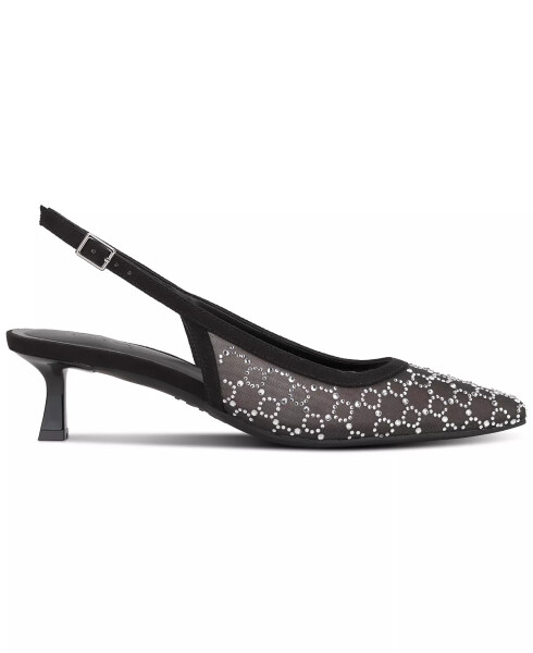 Women's Gemini Mid Heel Slingback Pumps, Created for Modazone Black Bling Mesh - 4