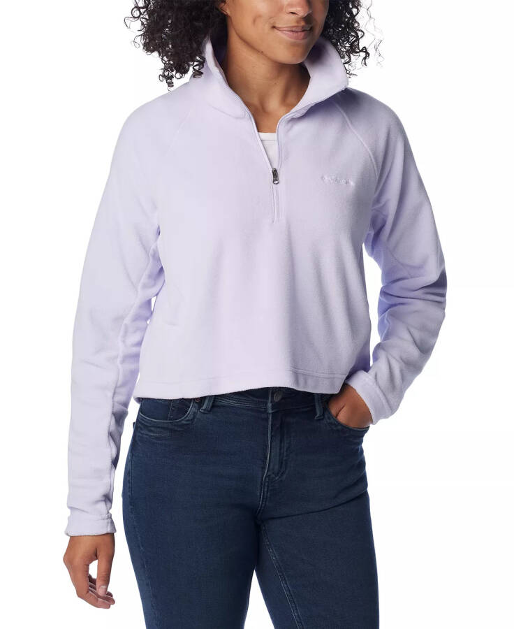 Women's Glacial Cropped II Sportswear Fleece 1/2-Zip Top Purple Tint - 3