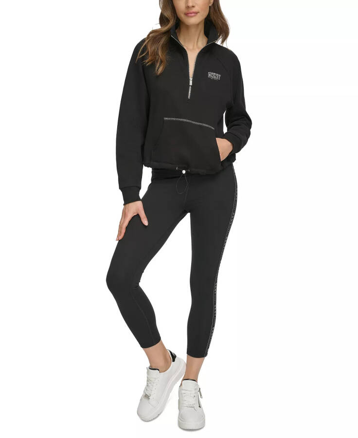 Women's Glitter-Logo Half-Zip Sweatshirt Black/silver - 1