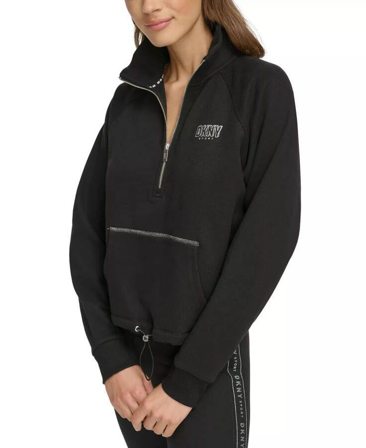 Women's Glitter-Logo Half-Zip Sweatshirt Black/silver - 3