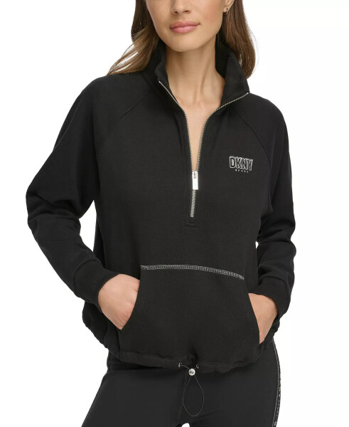 Women's Glitter-Logo Half-Zip Sweatshirt Black/silver - 5