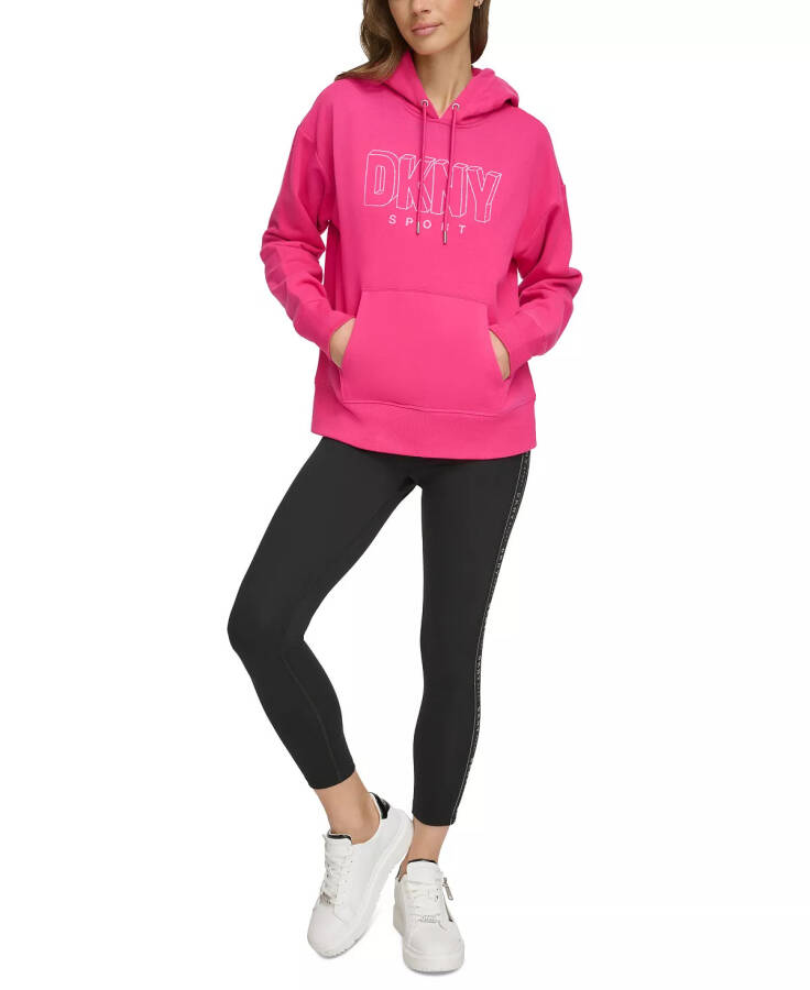 Women's Glitter-Logo Pullover Hoodie Peacock Pink/silver - 1