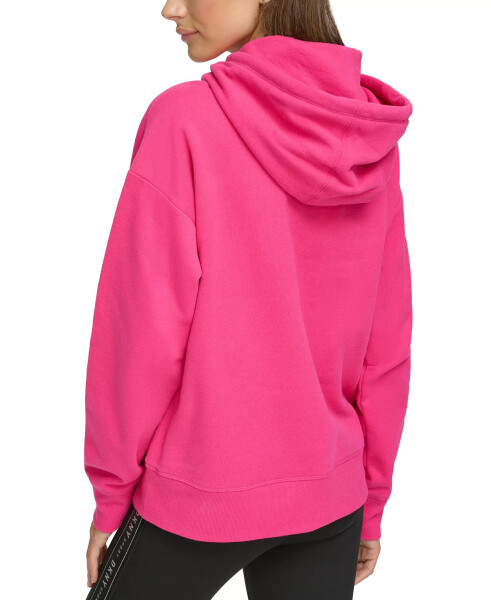 Women's Glitter-Logo Pullover Hoodie Peacock Pink/silver - 2