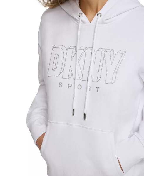 Women's Glitter-Logo Pullover Hoodie White/silver - 4