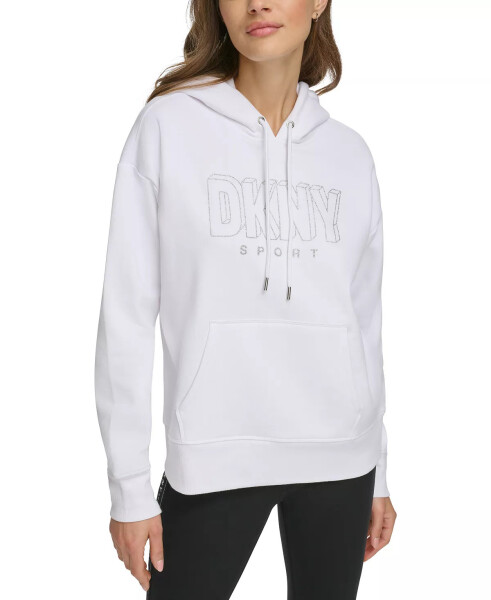 Women's Glitter-Logo Pullover Hoodie White/silver - 5