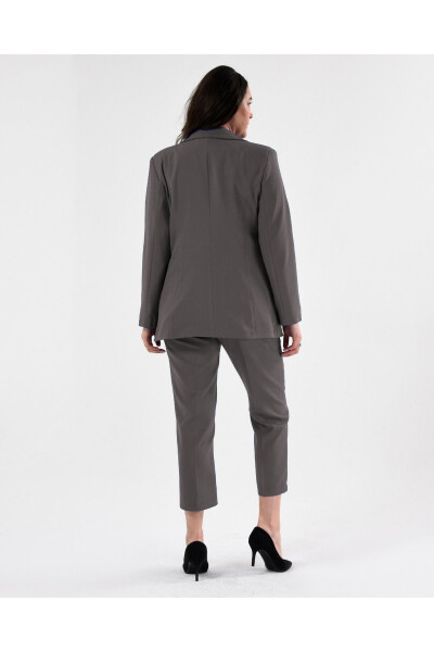 Women's Gray Blazer Jacket with Belt, Pockets, Wide Leg Pants Plus Size Suit - 5