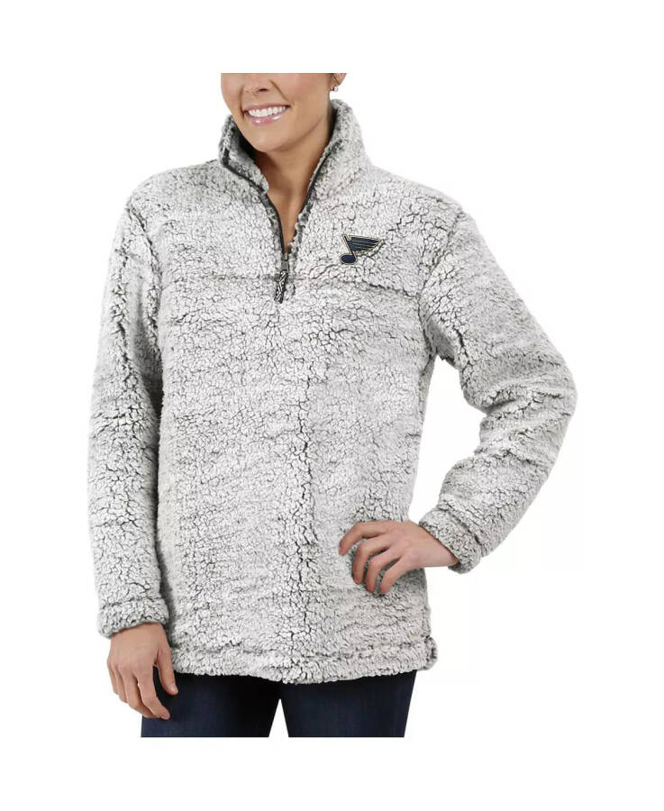 Women's Gray St. Louis Blues Sherpa Quarter-Zip Pullover Jacket - 5