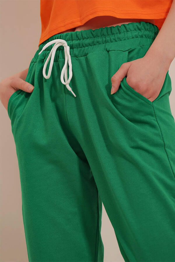 Women's Green Basic Sweatpants with Elastic Waistband and Cuffs ALC-X5902 - 6