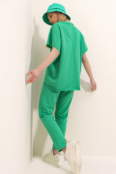 Women's Green Crew Neck Relaxed Fit Tracksuit ALC-X5885 - 5