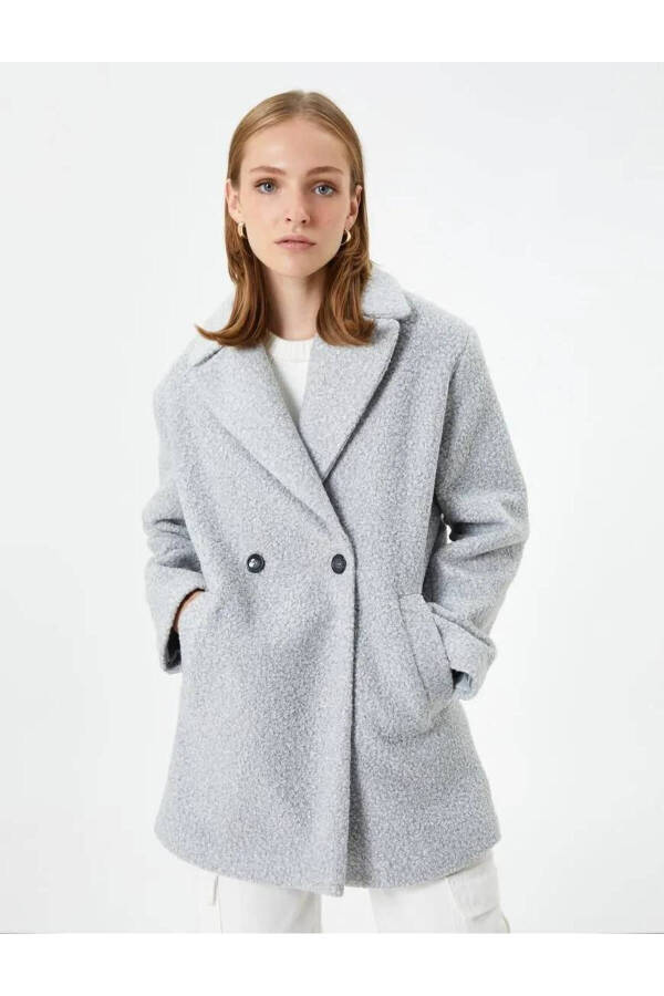 Women's Grey Melange Coat - 2