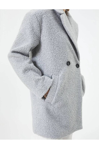 Women's Grey Melange Coat - 5