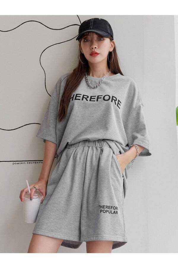 Women's Grey Therefore Printed Oversized Shorts Suit - 21