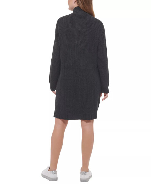 Women's Half-Zip High-Low Sweater Dress Black - 2