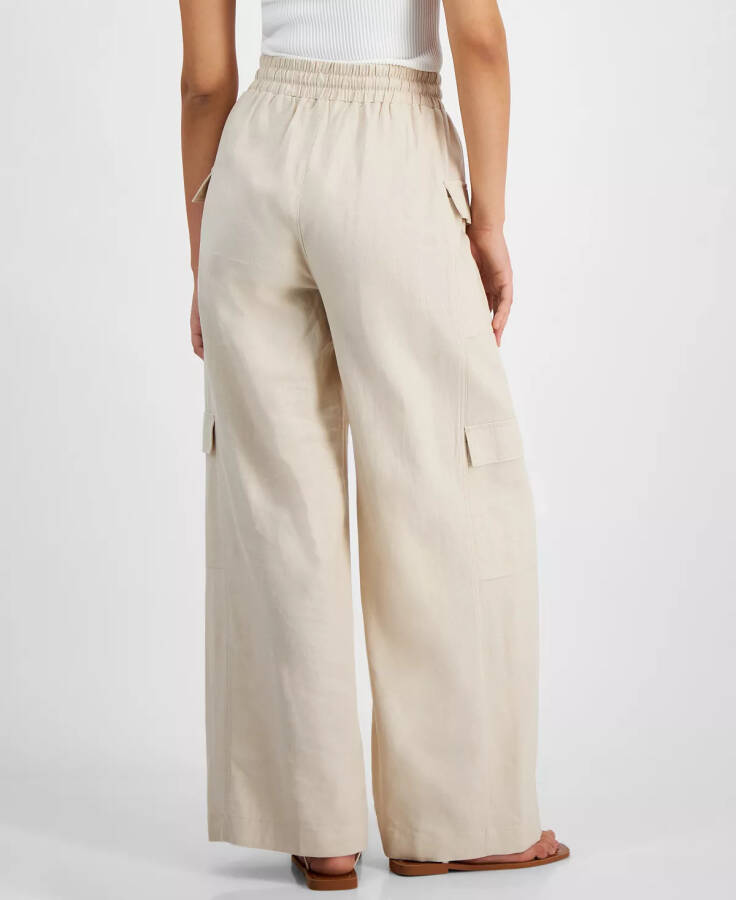 Women's High-Rise Drawstring Wide-Leg Cargo Pants Nat - Natural - 6