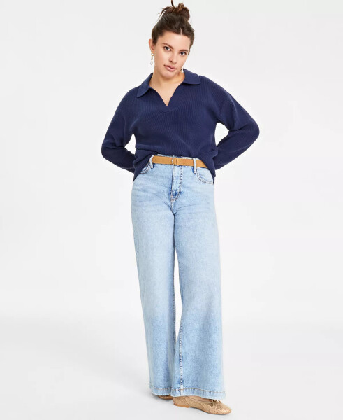 Women's High Rise Wide-Leg Jeans, Created for Macy's Light Wash - 7