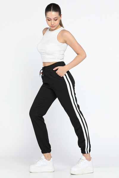 Women's High Waist Side Stripe Elastic Waist and Leg Jogger Pants - 1