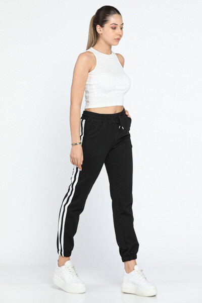 Women's High Waist Side Stripe Elastic Waist and Leg Jogger Pants - 4