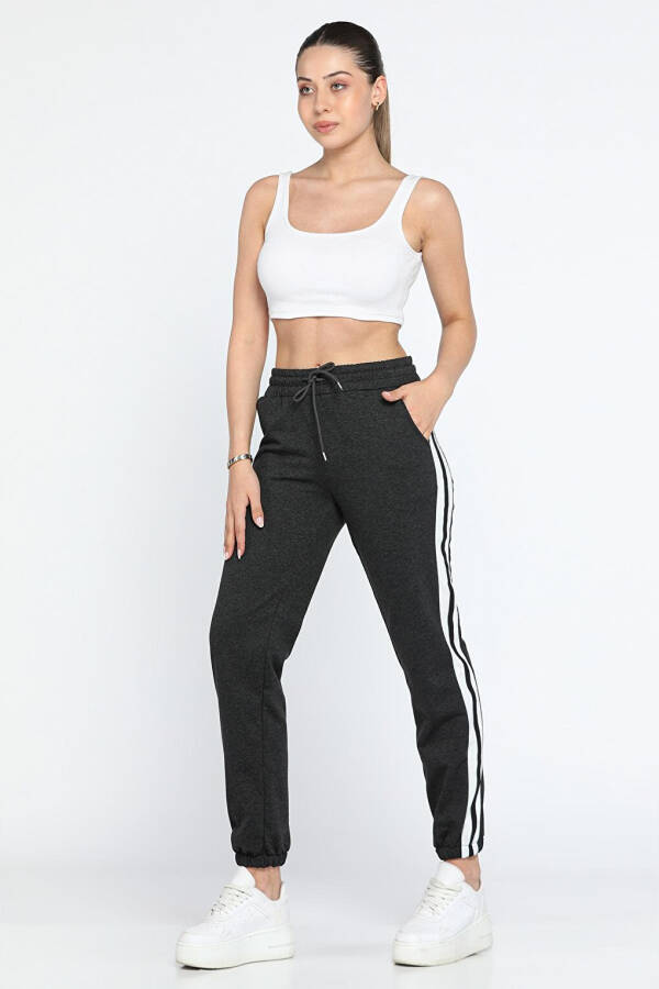 Women's High Waisted Sweatpants with Side Stripe and Elastic Waist and Leg - 1