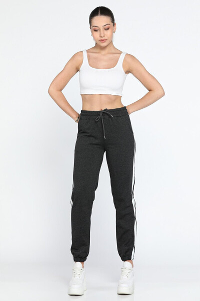 Women's High Waisted Sweatpants with Side Stripe and Elastic Waist and Leg - 2