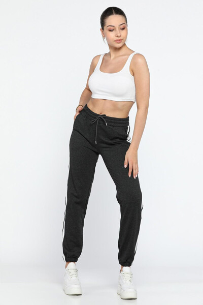 Women's High Waisted Sweatpants with Side Stripe and Elastic Waist and Leg - 3