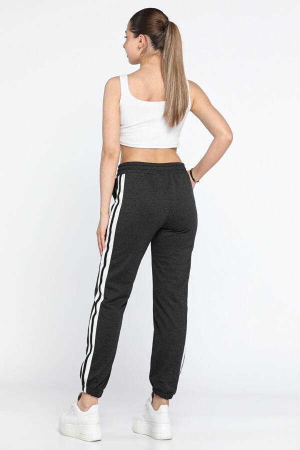 Women's High Waisted Sweatpants with Side Stripe and Elastic Waist and Leg - 4