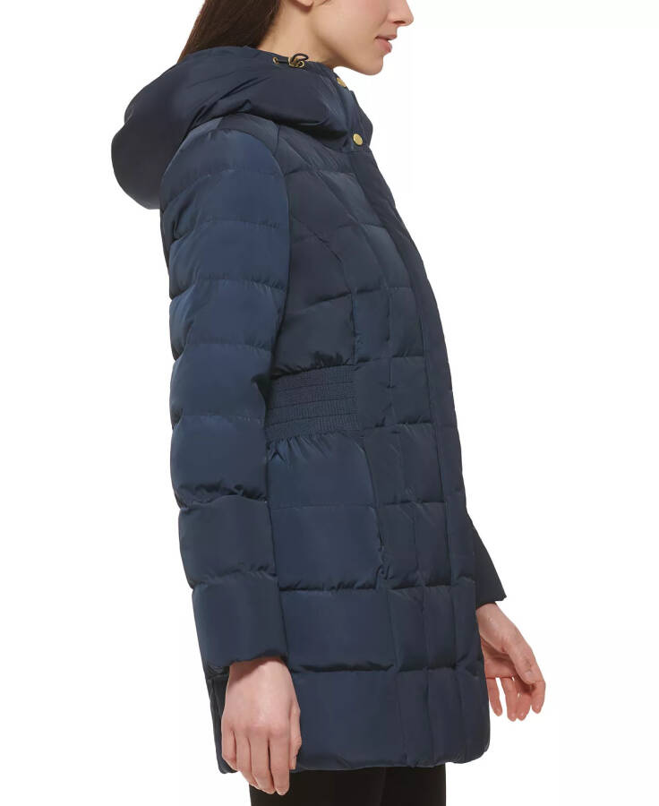 Women's Hooded Down Puffer Coat - Navy - 4