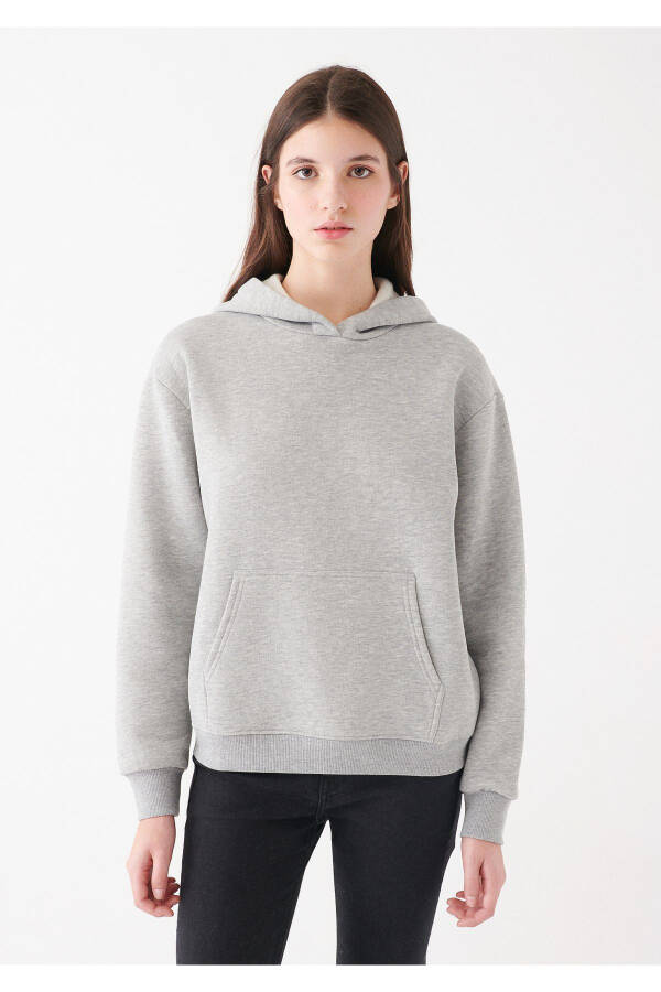 Women's Hooded Grey Basic Sweatshirt 167299-82816 - 3