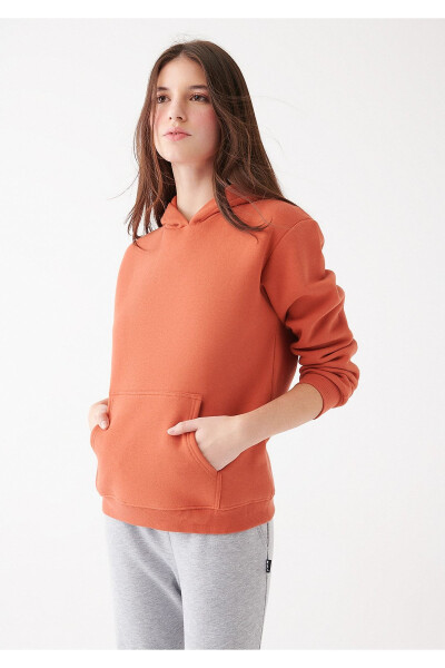 Women's Hooded Orange Basic Sweatshirt 167299-70233 - 2