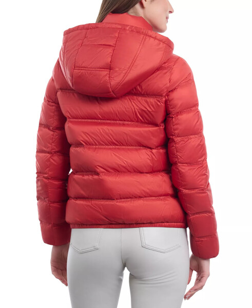 Women's Hooded Packable Bomber Puffer Coat Bright Terracotta - 6