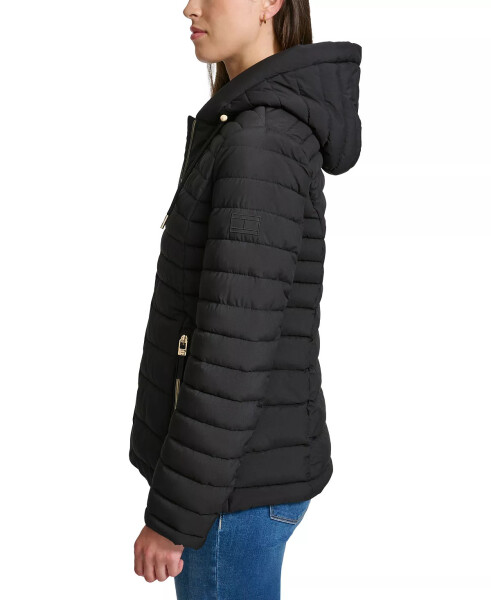 Women's Hooded Packable Puffer Coat Black - 3