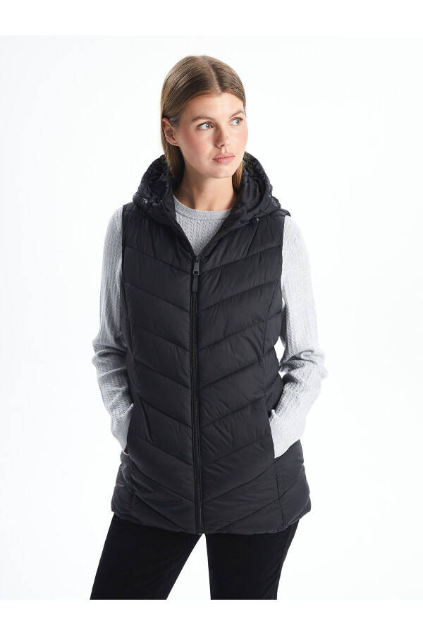 Women's Hooded Puffer Vest - 1