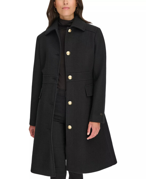 Women's Hooded Single-Breasted Coat, Created for Modazone Black - 1