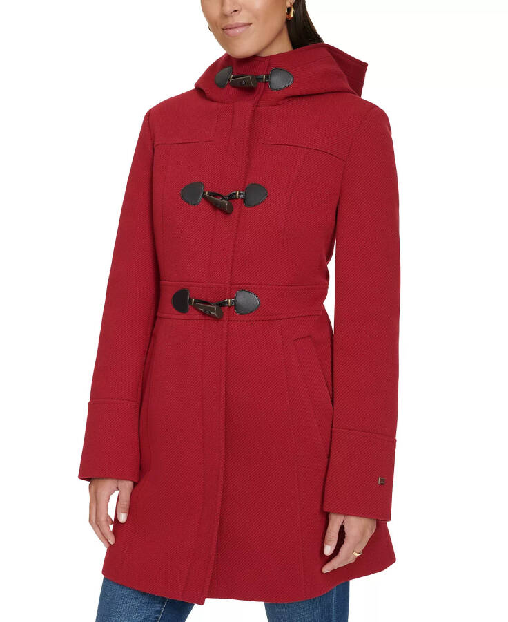 Women's Hooded Toggle Walker Coat, Designed for Modazone Red - 1