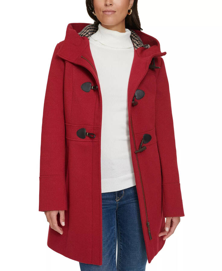 Women's Hooded Toggle Walker Coat, Designed for Modazone Red - 3