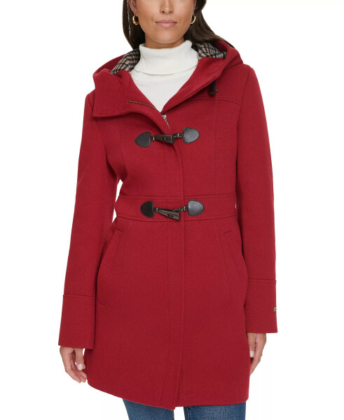 Women's Hooded Toggle Walker Coat, Designed for Modazone Red - 4