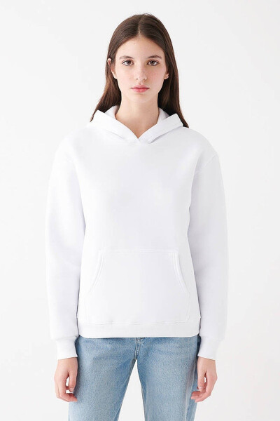 Women's Hooded White Basic Sweatshirt 167299-70000 - 3