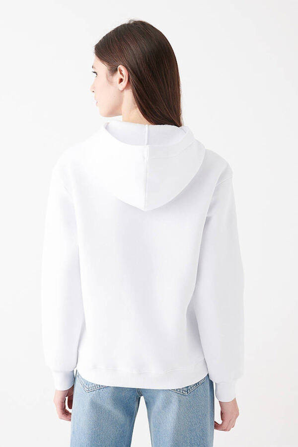 Women's Hooded White Basic Sweatshirt 167299-70000 - 4