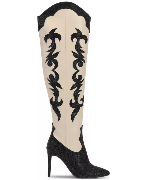 Women's Iresa Cowboy Boots, Created for Macy's Bone/Black Bling - 9