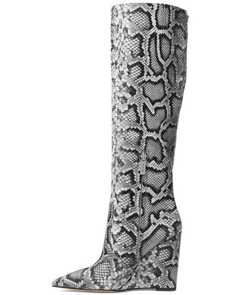 Women's Isra Pointed-Toe Wedge Dress Boots Black Snake - 4