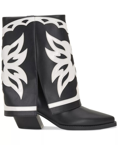 Women's Jadiza Fold-Over Cuffed Cowboy Boots, Created for Modazone Black/White Smooth - 9