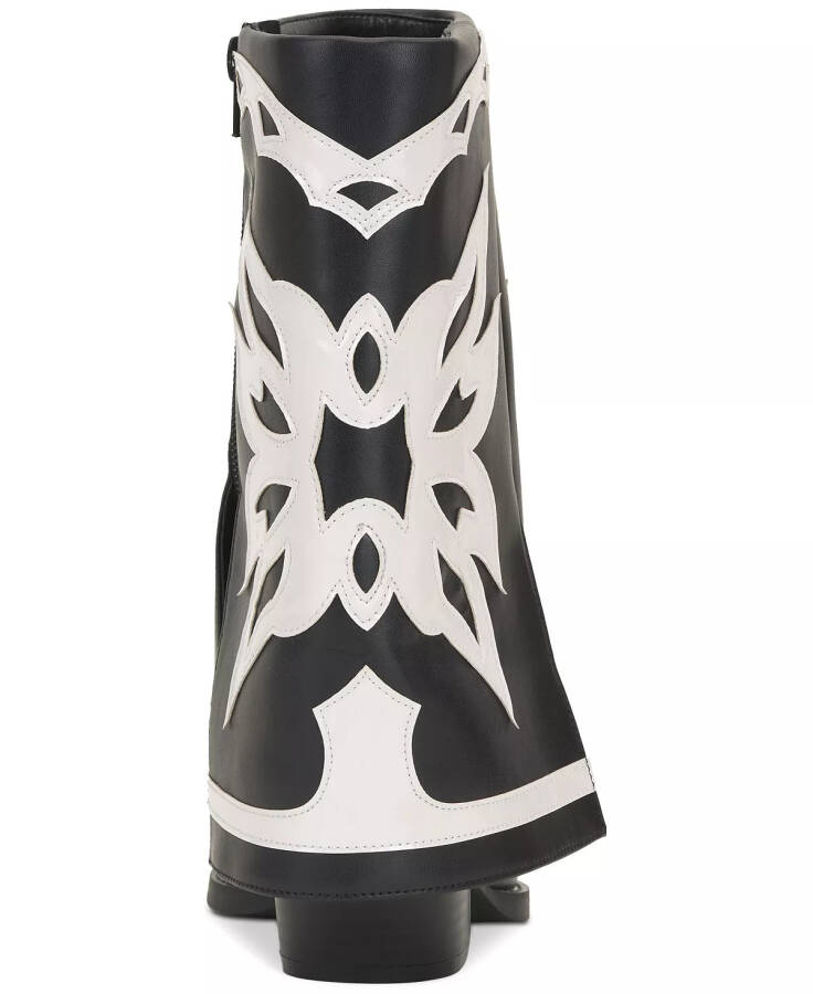 Women's Jadiza Fold-Over Cuffed Cowboy Boots, Created for Modazone Black/White Smooth - 10