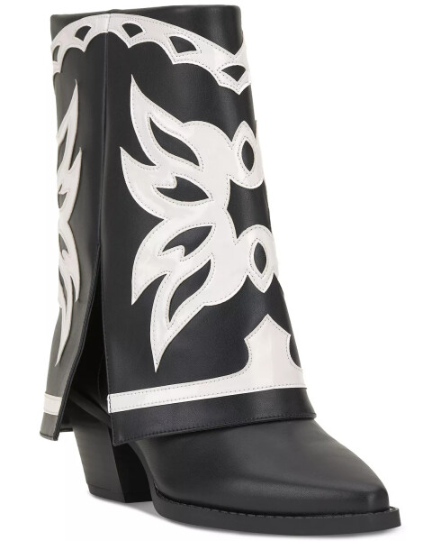 Women's Jadiza Fold-Over Cuffed Cowboy Boots, Created for Modazone Black/White Smooth - 1