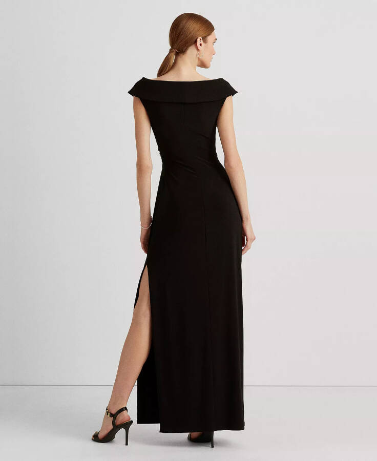 Women's Jersey Off-the-Shoulder Side-Slit Column Gown Black - 2