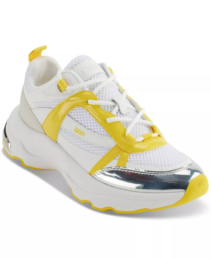 Women's Juna Lace-Up Running Sneakers Bright White/ Yellow - 1